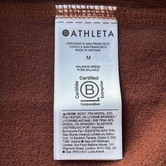 Athleta Balance Dress Mahogany Heather brown Medium Long Sleeve Dress with Pocke - Picture 7 of 8